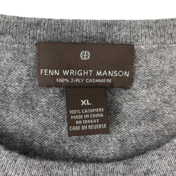 Fenn Wright Manson 100% 2-Ply Cashmere Pink & Gray Striped Crew Neck Sweater XL - Picture 5 of 6